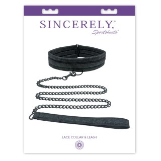 Sportsheets Sincerely Lace Collar & Leash - regulowana obroża z koronką