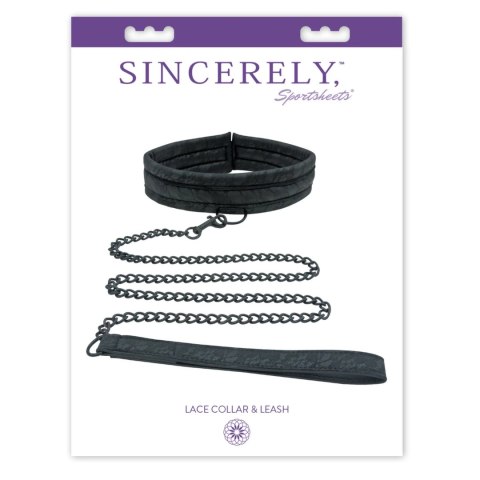 Sportsheets Sincerely Lace Collar & Leash - regulowana obroża z koronką