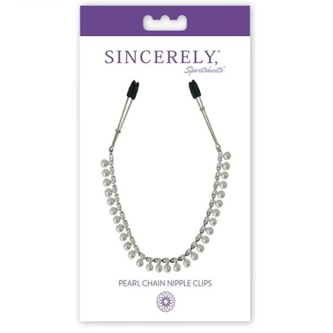 Sportsheets Sincerely Pearl Chain ozdobne klipsy z łańcuszkiem 40,6 cm