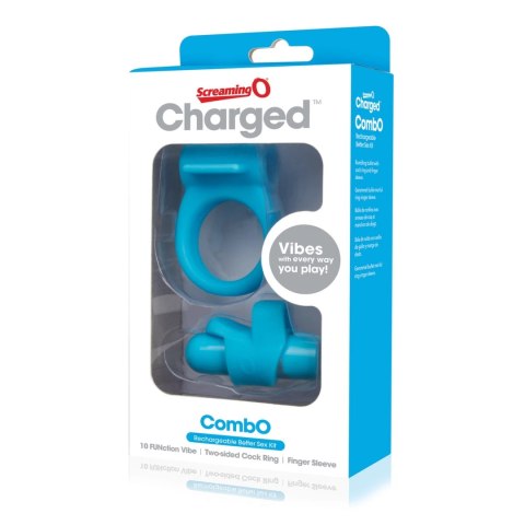 The Screaming O Charged CombO Kit #1 Blue - zestaw akcesoriow z wibracją