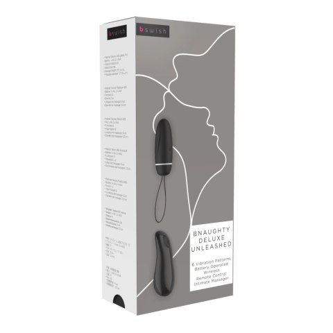 B Swish bnaughty Deluxe Unleashed Black - bezprzewodowe jajeczko, 6 trybow, silikon