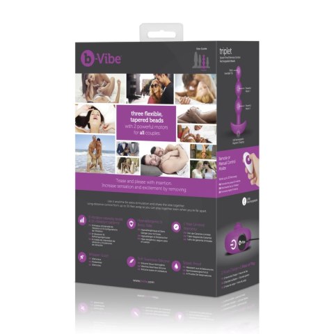 B-Vibe Triplet Fuchsia - Koraliki z funkcją wibracji i pilotem