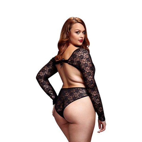 Baci Body Lace Cutout Czarny Queen Size kwiatowy wzor