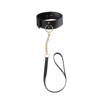Bijoux Indiscrets MAZE Wide Choker Black - obroża z odpinaną smyczą