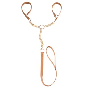 Bijoux Indiscrets Maze T-Restraints brązowe - kajdanki z odpinaną smyczą