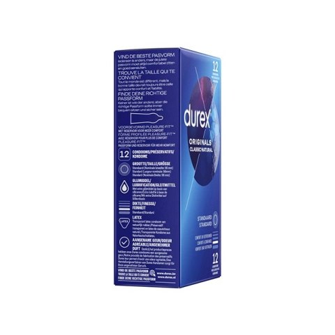 Durex Originals Classic Natural 12 szt. lateksowe, 54 mm, nawilżane
