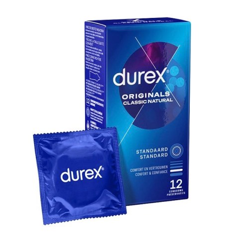 Durex Originals Classic Natural 12 szt. lateksowe, 54 mm, nawilżane