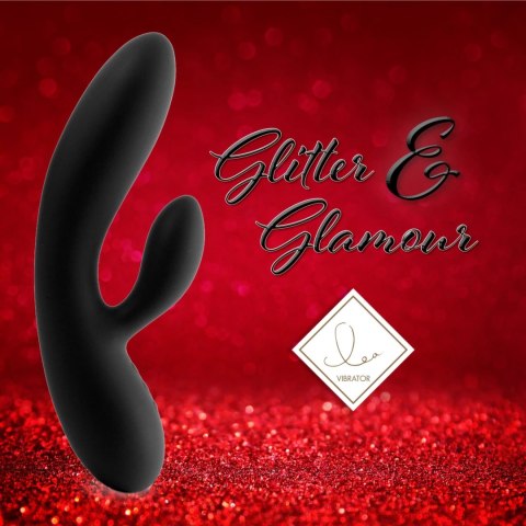 FeelzToys Lea Black Glitter - dwusilnikowy model silikonowy wodoodporny