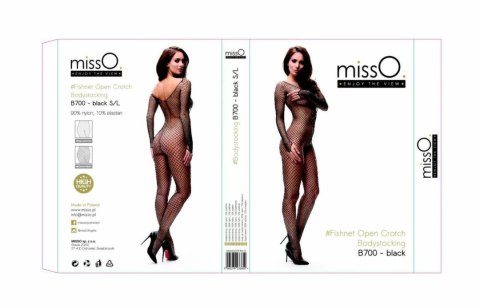 MissO B700 Bodystocking S/L siateczka średnie oczka czarny
