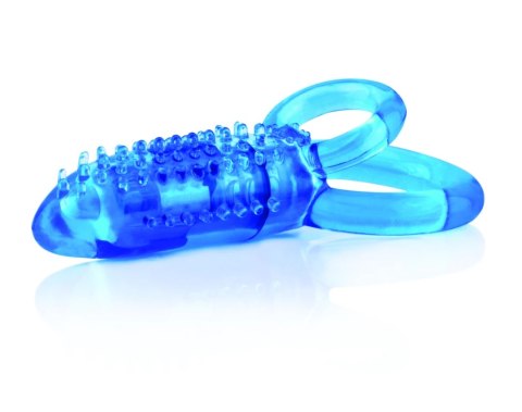 The Screaming O DoubleO 8 Blue - podwojny pierścień wibrujący, silikon SEBS