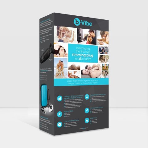 B-Vibe Rimming Plug 2 Black - bezprzewodowy system rotacyjny, silikon