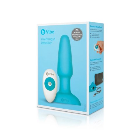 B-Vibe Rimming Plug 2 Teal - zdalnie sterowany system rotacyjny, silikon