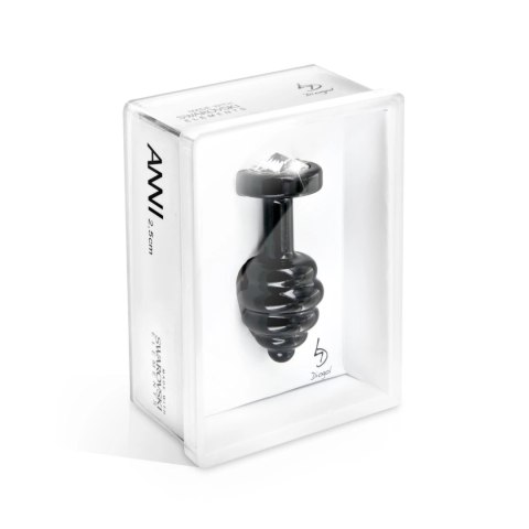 Diogol Ano Ribbed Black 25 mm - aluminiowy korek z kryształem