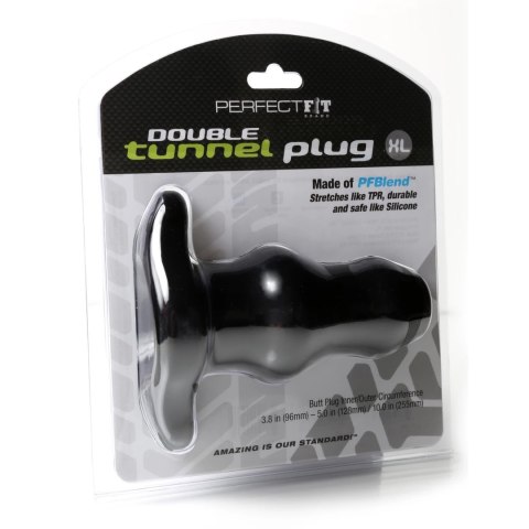 Perfect Fit Double Tunnel Plug XL Black - Anatomiczna Zatyczka Tunelowa XL Czarna