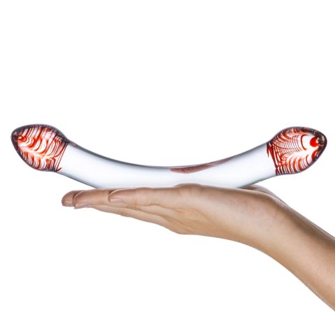 Glas Red Head - szklany model intymny z czerwonym akcentem, 25,5 cm