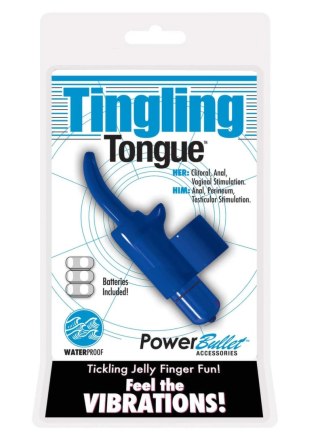 PowerBullet Tingling Tongue Blue - Wibrujący masażer na palec, wodoodporny