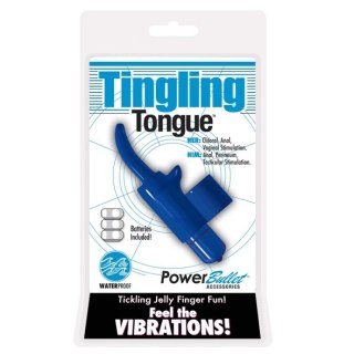 PowerBullet Tingling Tongue Blue - Wibrujący masażer na palec, wodoodporny