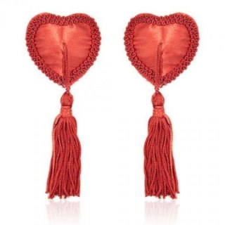 Bielizna-Heart Nipples Tassels RED