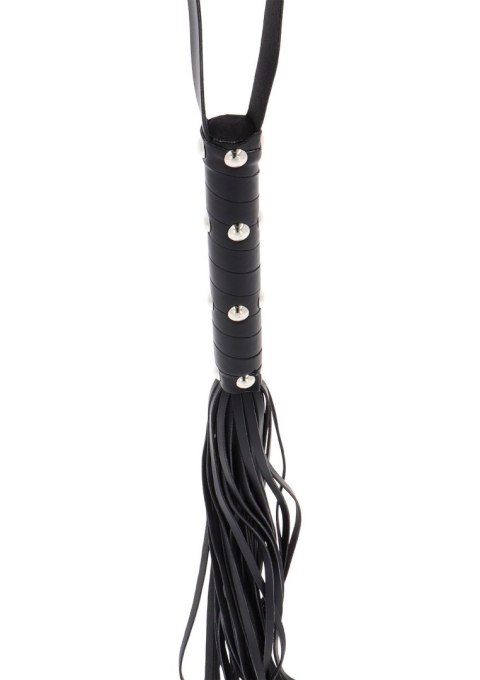 Long Studded Flogger Whip Black