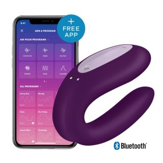 Satisfyer Double Joy Violet - Model dla Par z Aplikacją, IPX7, 2 Silniki