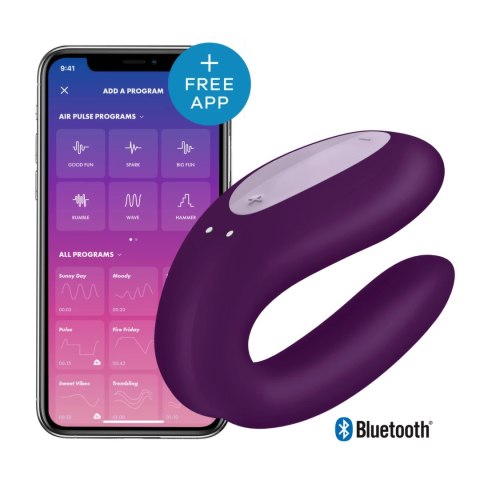 Satisfyer Double Joy Violet - Model dla Par z Aplikacją, IPX7, 2 Silniki