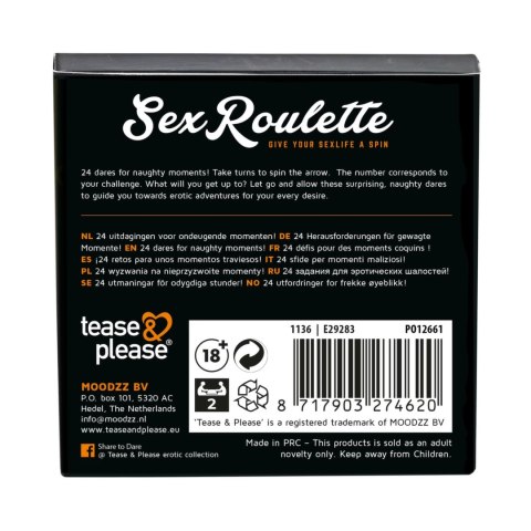 Tease & Please Sex Roulette Naughty Play gra planszowa 24 wyzwania
