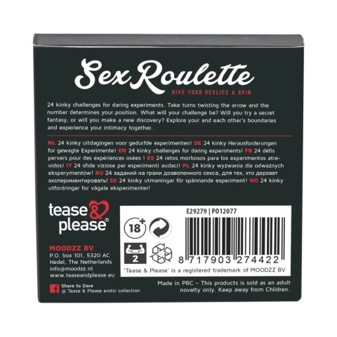 Tease and Please Sex Roulette Kinky gra planszowa wielojęzyczna