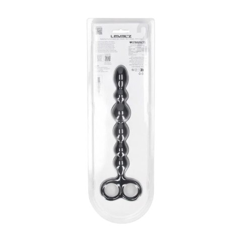 Beaded Silicone Anal Probe with Double Loop - Black