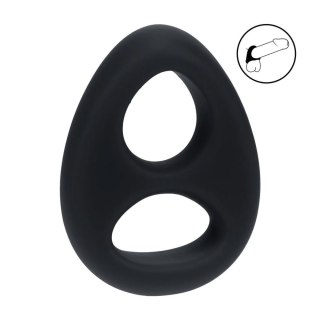 Double Liquid Silicone Cock and Ball Ring - Black