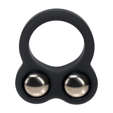 Liquid Silicone Double Weighted Ball Cockring - Black