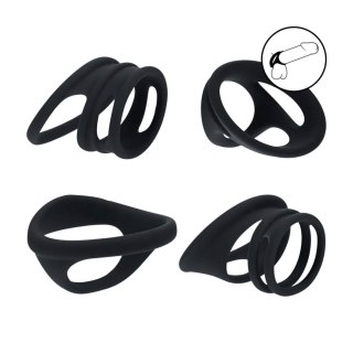 Silicone Cock and Ball Ring Set of 4 - Black