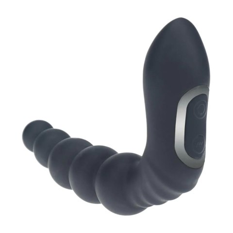 Vibrating Heating Bendable Tapping Beaded Silicone Prostate Stimulator - Black