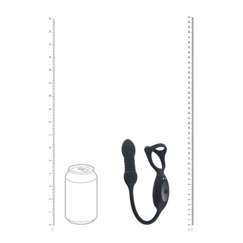 Vibrating and Thrusting Silicone Tri O Cockring with Prostate Stimulator - Black