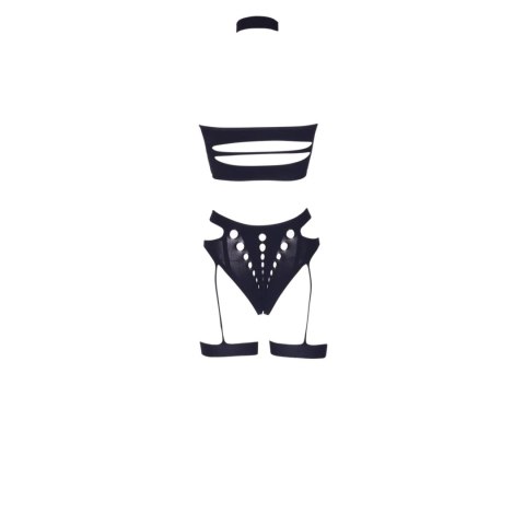 Ananke XII - Three Piece with Choker, Bandeau Top and Pantie with Garters - One Size