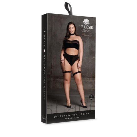 Ananke XII - Three Piece with Choker, Bandeau Top and Pantie with Garters - Plus Size