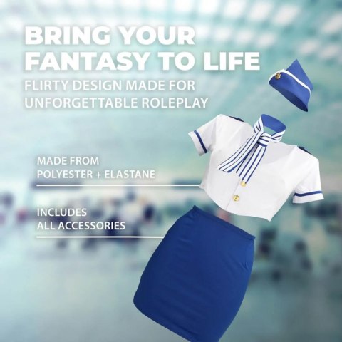 Stewardess Costume - S/M - Blue/White