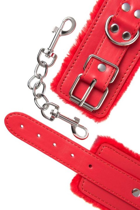 Anonymo handcuffs, PU leather, red, 27 cm