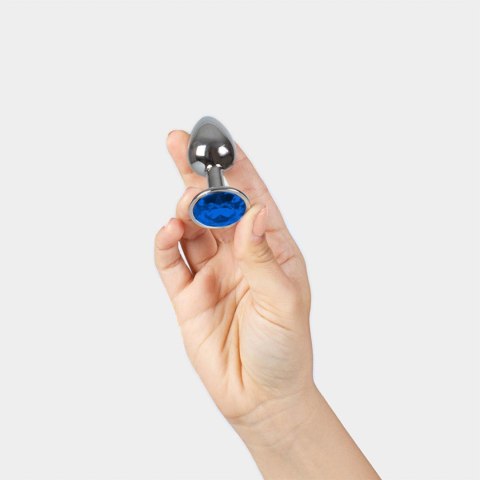BLUE JEWELLED METAL BUTT PLUG S