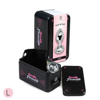 CLEAR CRYSTAL JEWELLED METAL BUTT PLUG L