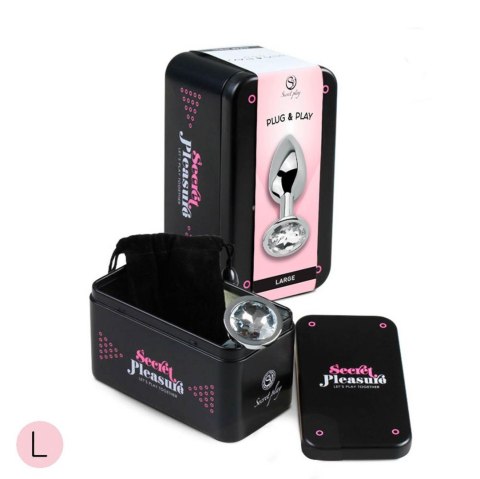 CLEAR CRYSTAL JEWELLED METAL BUTT PLUG L