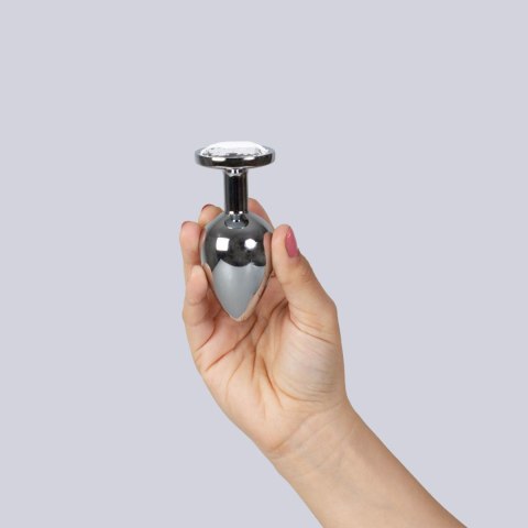 CLEAR CRYSTAL JEWELLED METAL BUTT PLUG L