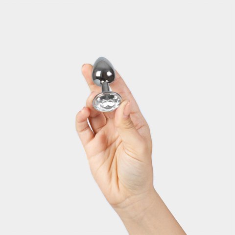 CLEAR CRYSTAL JEWELLED METAL BUTT PLUG S
