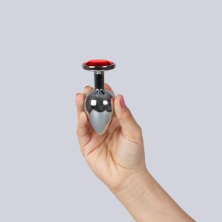 RED JEWELLED METAL BUTT PLUG L