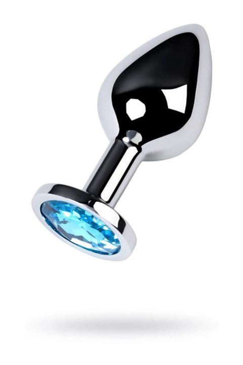 Silver anal plug with gem, turquoise