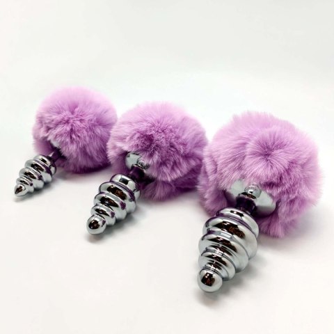 Metal Anal Fluffy Twist Plug M pink