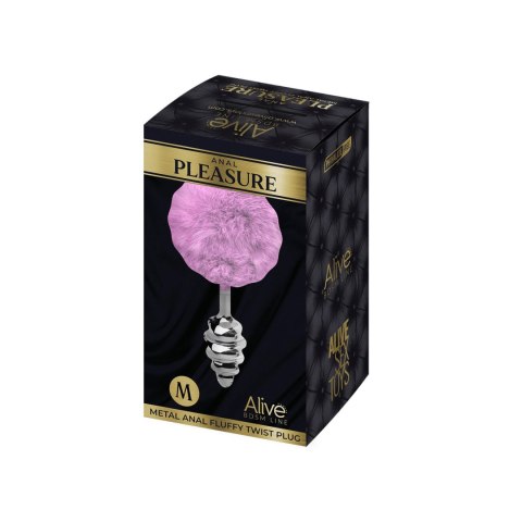 Metal Anal Fluffy Twist Plug M pink