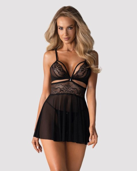 Bielizna-838-BAB-1 babydoll i stringi czarna L/XL