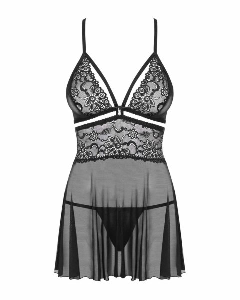 Bielizna-838-BAB-1 babydoll i stringi czarna S/M