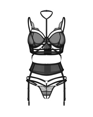 Premisis Black otwarty komplet 3-częściowy S/M