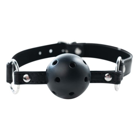 Black breathable ball gag with adjustable
strap.